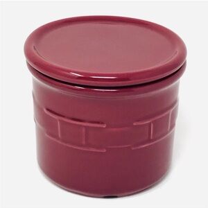 Longaberger Salt Crock Pottery Woven Traditions Canister With Lid / Coaster
